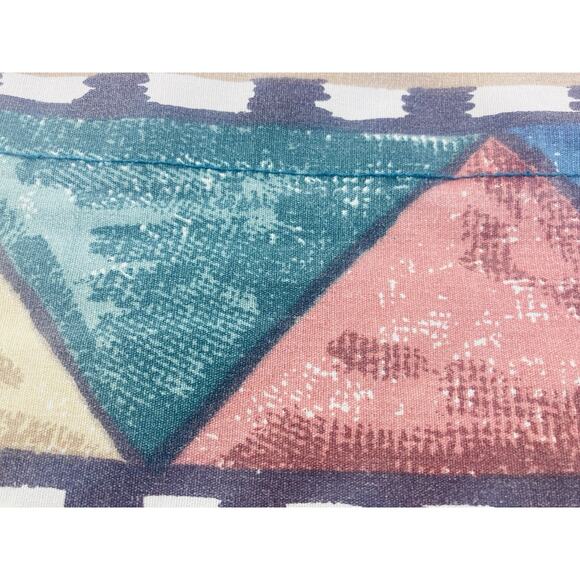 DAN RIVER 2 KING PILLOWCASES BLUE TAN TERRACOTTA KHAKI SOUTHWEST Geometric 80s 9 - Picture 6 of 12